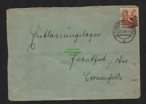 h4736 SBZ Bezirkshandstempel Bezirk 36 Brandenburg Brief Entlassungslager gepr.