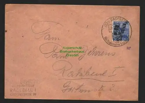 h4343 SBZ Bezirkshandstempel Bezirk 14 Doppelbrief Radeberg nach Radebeul 9.7.