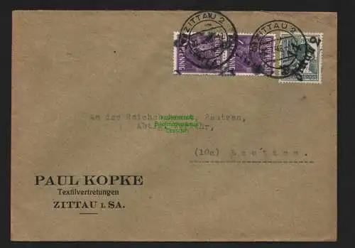 h4410 SBZ Bezirkshandstempel Bezirk 14 Brief Textilvertretungen Kopke Zittau