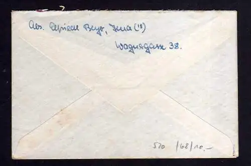 h520 Brief Handstempel Bezirk 16 Jena 24 Pfg. 09.7.48 gepr. BPP nach Bielefeld B