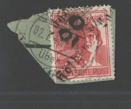 h4856 SBZ Bezirkshandstempel Bezirk 2° Köthen 1d 30 Pfg. 176 Briefstück gep. BPP