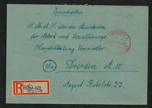 h5359 SBZ Währungsreform 1948 R-Brief Gebühr bezahlt Einschreiben Taubenheim