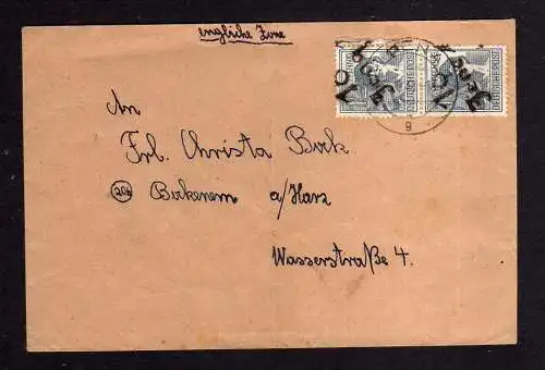 h514 Brief Handstempel Bezirk 16 Jena 2x12 Pfg. 29.6.48 gepr. BPP