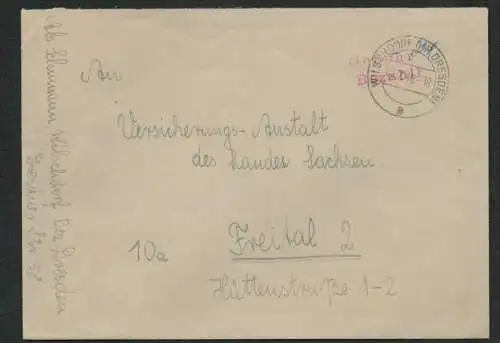 h5234 SBZ Währungsreform 1948 Brief Gebühr bezahlt Wilschdorf Kr. Dresden