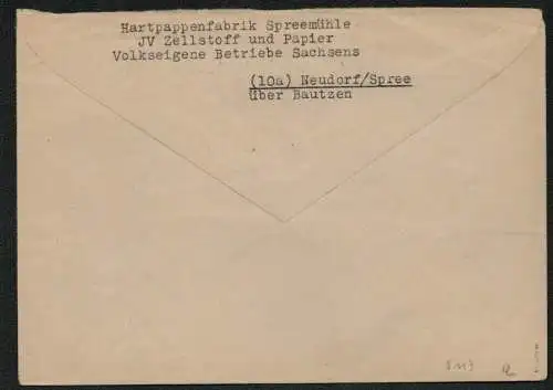 h5113 SBZ Handstempel Bezirk 14 Brief Bautzen 3a violett Spreemühle Neudorf Spr