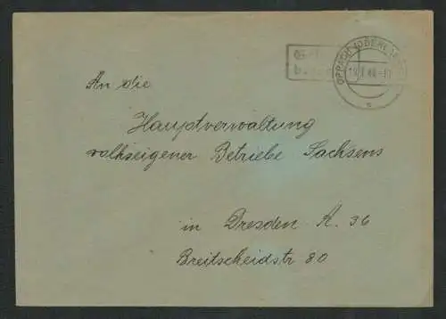 h5263 SBZ Währungsreform 1948 Brief Gebühr bezahlt Oppach Oberlausitz n. Dresden