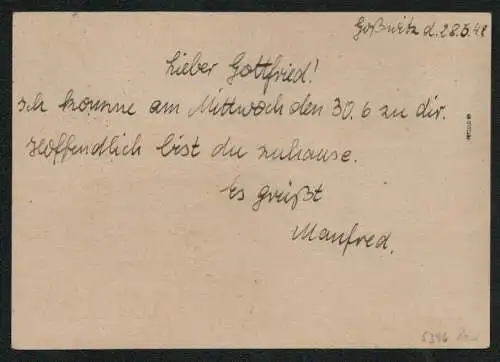 h5346 SBZ Handstempel Bezirk 14 Postkarte Görlitz Zweigpostamt Sohland Rotstein