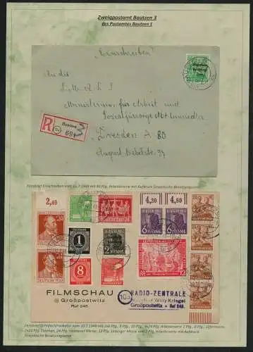 h5114 SBZ Bezirk 14 2x Brief Bautzen 197 EF Einschreiben Filmschau Großpostwitz