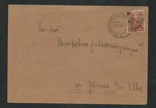 h5220 SBZ Handstempel Bezirk 14 Brief Großröhrsdorf 28.6. nach Pirna Heimkehrer