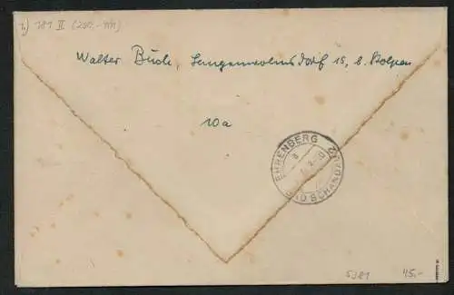 h5381 SBZ Handstempel Bezirk 14 R-Brief Neustadt Sachsen  181 Langenwolmsdorf