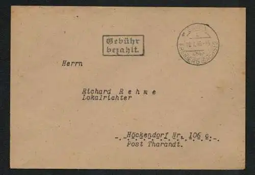 h5385 SBZ Währungsreform 1948 Brief Gebühr bezahlt Sayda über Freiberg 28.7.