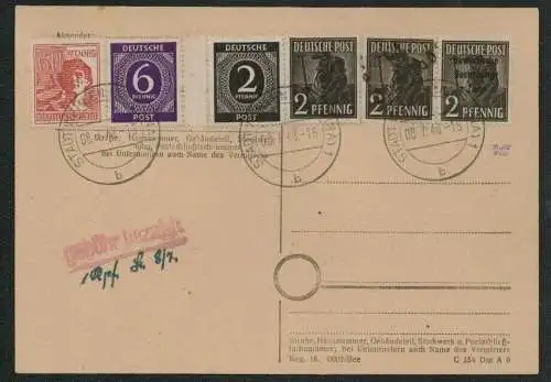 h5422 SBZ Handstempel Bezirk 14 Postkarte Rathewalde Stadt Wehlen 8.7.48