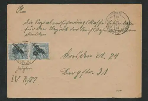 h5304 SBZ Handstempel Bezirk 20 Staßfurt Bezirksfremd in Radeburg Letzttag 10.7.