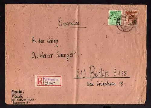 h578 Brief Handstempel Bezirk 16 24 + 84 Pfg. 2.7.48 gepr. BPP nach Berlin mit A