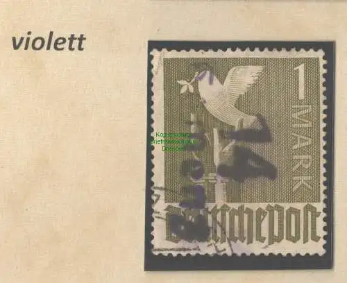 h5662 SBZ Handstempel Bezirk 14 geprüft BPP Pfg. 1.- Taube Kamenz Type c violett