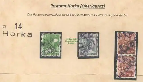 h5654 SBZ Handstempel Bezirk 14 geprüft BPP 4 Werte Horka a gestempelt