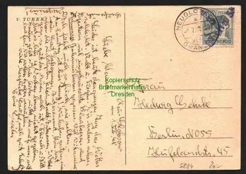 h5884 SBZ Handstempel Bezirk 3 Berlin 55 Postkarte bezirksfremd verwendet 1.7.48