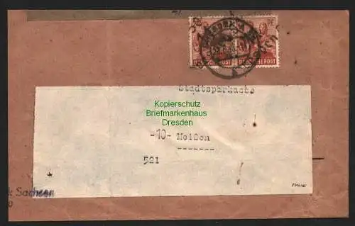 h5899 SBZ Handstempel Bezirk 14 Dresden 50 großer Briefteil 2x 24 Pfg. 28.6.48