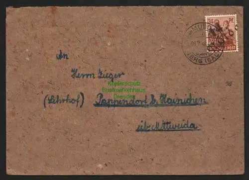 h5907 SBZ Handstempel Bezirk 14 Mulda Brief 08.7.48 nach Pappendorf b. Hainichen