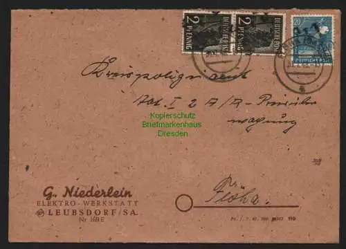 h5851 SBZ Handstempel Bezirk 41 Flöha Brief 2x 2, 20 Pfg 31.7.48 ohne Nachgebühr