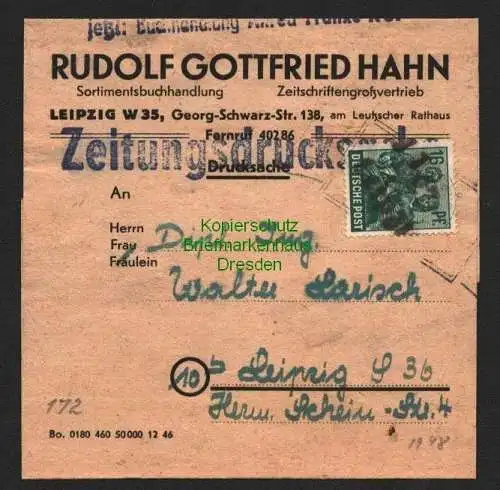 h5985 SBZ Handstempel Bezirk 27 Leipzig Zeitungsdrucksache innerhalb Leipzigs