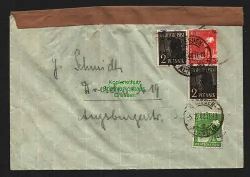 h5809 SBZ Handstempel Bezirk 14 Dresden A19d Brief 05.7.48