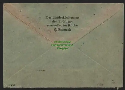 h5913 SBZ Handstempel Bezirk 16 Eisenach Brief 8, 16 Pfg. 9.7.48 Großenbehringen