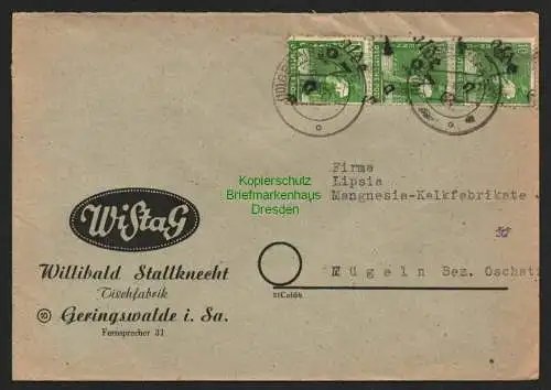 h5944 SBZ Handstempel Bezirk 27 Gehringswalde a 3x 10 Pfg. Brief Firmenbedarf