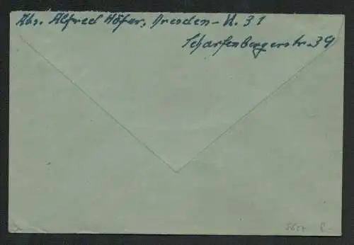 h5527 SBZ Währungsreform 1948 Brief Dresden 31 Gebühr bezahlt an Versicherung