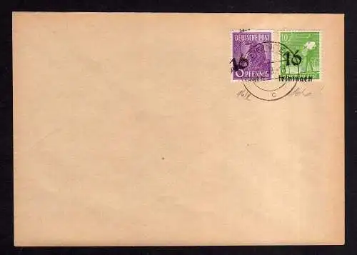 h545 Brief Handstempel Bezirk 16 Meiningen 6,10 Pfg. 25.6.48 blanko