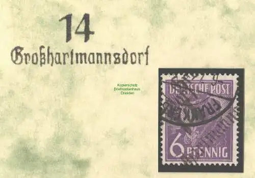 h5632 SBZ Handstempel Bezirk 14 geprüft BPP 6 Pfg. Großhartmannsdorf gestempelt