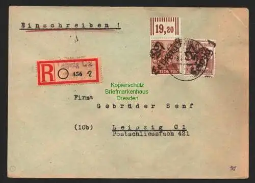 h5974 SBZ Handstempel Bezirk 27 Leipzig C2 Einschreiben Brief 8.7.48