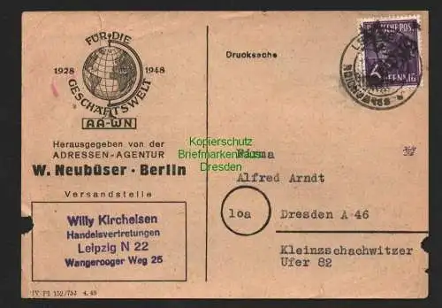 h5986 SBZ Handstempel Bezirk 27 Leipzig Drucksache 1.7.48