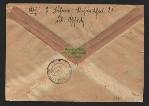 h5955 SBZ Handstempel Bezirk 27 Oschatz 181 84 P. Brief Einschreiben nach Borna