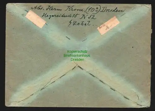 h6134 SBZ Handstempel Bezirk 14 Dresden N52 2x12 Pfg. Brief 13.7.48 Nachgebühr