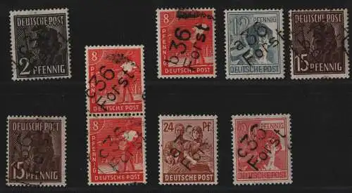 h6361 SBZ Handstempel Bezirk 36 Forst 9 Werte a b c  ** postfrisch gepr. BPP