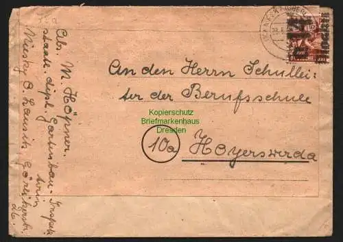 h6169 SBZ Handstempel Bezirk 14 Niesky 24 Pfg. 174 Brief  28.6.48 Notumschlag