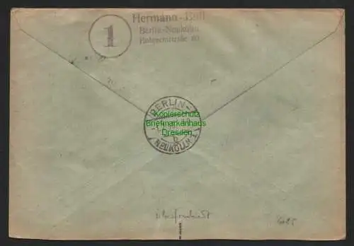 h6085 SBZ Handstempel Bezirk 3 Brief Einschreiben Berlin 66 84 Pfg. 181 , 24 174