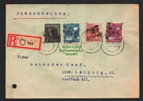 h6007 SBZ Handstempel Bezirk 27 Leipzig C2 Orts-R-Brief 3.7.48 Einschreiben