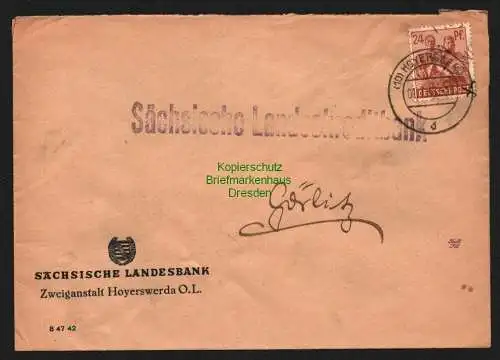 h6139 SBZ Handstempel Bezirk 14 Hoyerswerda 24 Pfg. 174 Brief Landeskreditbank