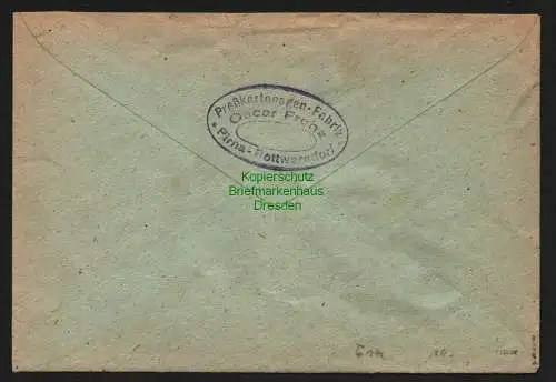 h6171 SBZ Handstempel Bezirk 14 Pirna 3 24 Pfg. 174 Brief  7.7.48