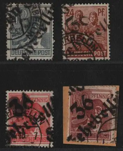 h6352 SBZ Handstempel Bezirk 36 Fehrbellin 4 Werte gestempelt PKA gepr. BPP