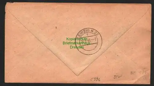 h5996 SBZ Handstempel Bezirk 27 Leipzig Brief 28.6.48 Ziffer 84 blanko Stempel