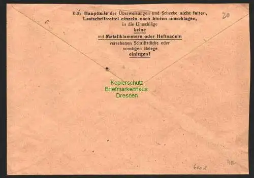 h6002 SBZ Handstempel Bezirk 27 Leipzig Postscheckbrief 10.7.48 PSchA Leipzig