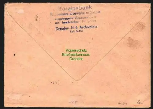 h6153 SBZ Handstempel Bezirk 14 Dresden 16 Pfg. 172 Brief Geschäftspapiere Bank