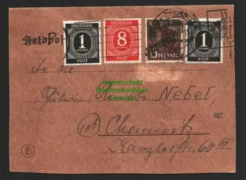 h6113 SBZ Handstempel Bezirk 41 Chemnitz 15 Pfg. 171 Ortsbrief + Zehnfach