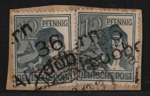 h6203 SBZ Handstempel Bezirk 36 Altdöbern 2x 12 gestempelt Bedarfsbriefstück