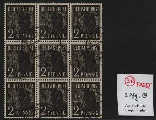 h6364 SBZ Handstempel Bezirk 36 Forst a 9x 2 Pfg. gestempelt Aufdr. echt Stempel