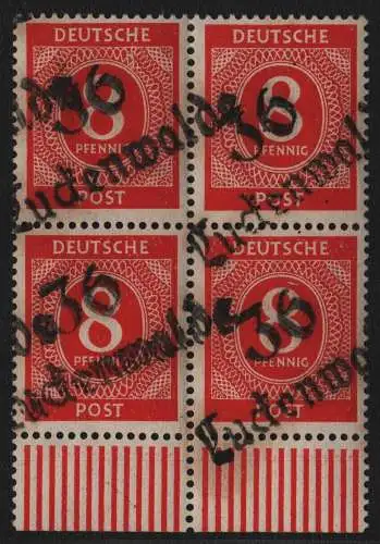 h6529 SBZ Handstempel Bezirk 36 Luckenwalde 4x 8 Pfg. Ziffer ** postfrisch gepr.