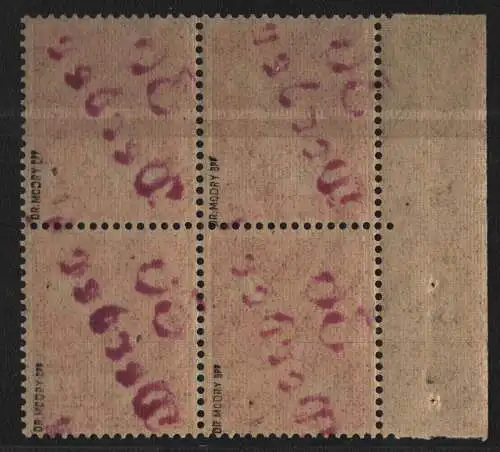 h6751 SBZ Handstempel Bezirk 36 Werder rot 4x 8 Pfg. ** postfrisch Viererblock